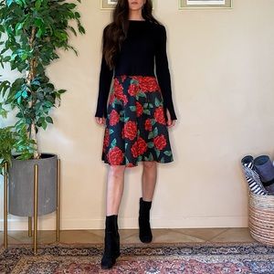 Rose printed a-line skirt